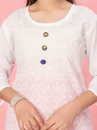 Aarika Girls White Color Cotton Embroidery Kurti-thumb4