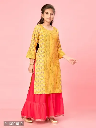 Aarika Girls Yellow Color Cotton Printed Kurti-thumb3