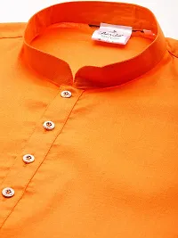 Aarika Mens Ethnic Wear Orange Colour Solid Cotton Kurta Pyjama Set-thumb1