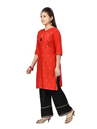 Aarika Girls Red Color Cotton Kurti-thumb2