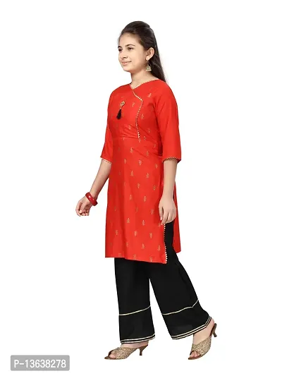 Aarika Girls Red Color Cotton Kurti-thumb3