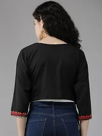 Trendy Black Cotton Jacket For Women-thumb3