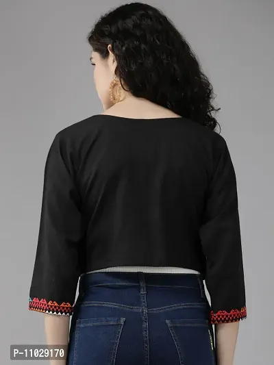Trendy Black Cotton Jacket For Women-thumb4