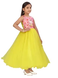 Fabulous Yellow Nylon Printed A-Line Dress For Girls-thumb1