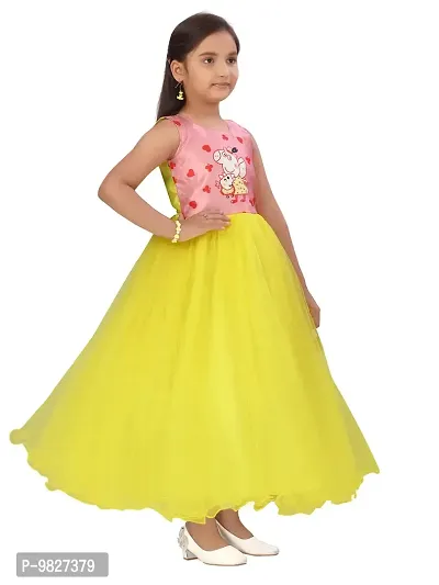 Fabulous Yellow Nylon Printed A-Line Dress For Girls-thumb2
