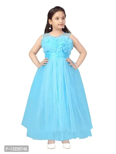 Aarika Girls Firozi Color Nylon Gown