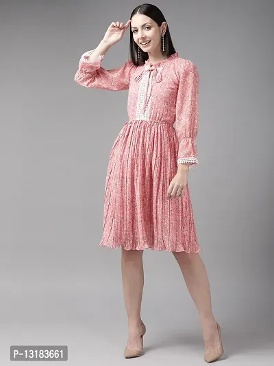Womens Pink Color Georgette Dress