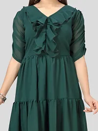 Aarika Girls Dark Green Color Georgette Gown-thumb4