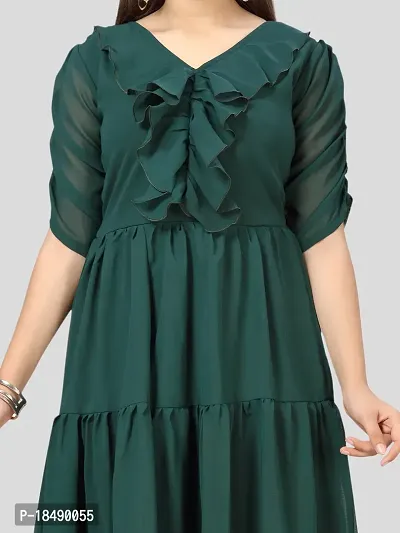 Aarika Girls Dark Green Color Georgette Gown-thumb5
