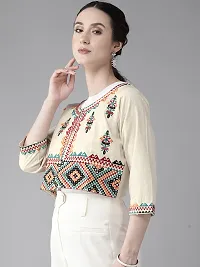 Aarika Womens Cream Color Cotton Ethnic Jacket-thumb2