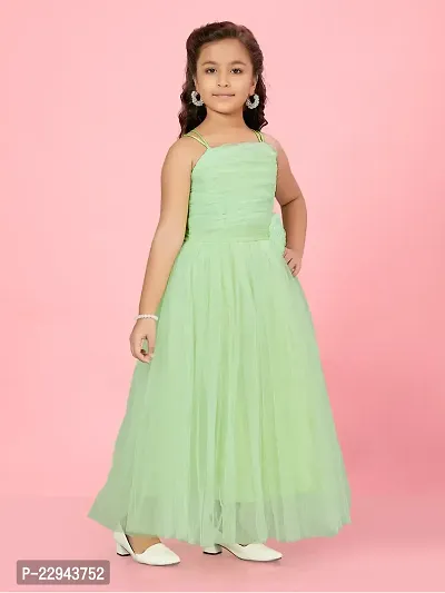 Aarika Girls Green Colour Net Gown