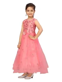Fabulous Red Net Embellished A-Line Dress For Girls-thumb2