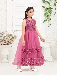 Girls Party Wear Purple Color Embellished Sequin Net Gown-thumb4
