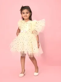 Aarika Girls Lemon Color Net Sequin Frock-thumb2