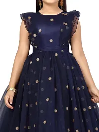 Fabulous Navy Blue Net Embellished A-Line Dress For Girls-thumb4