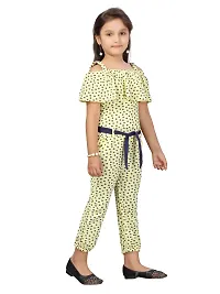 Fabulous Yellow Cotton Blend Printed Basic Jumpsuit For Girls-thumb1