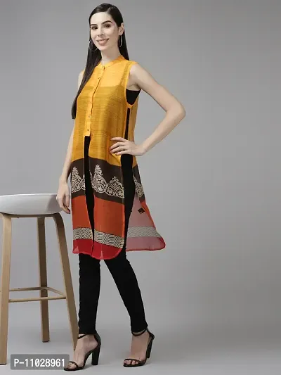 Trendy Yellow Georgette Printed Shrug For Women-thumb5