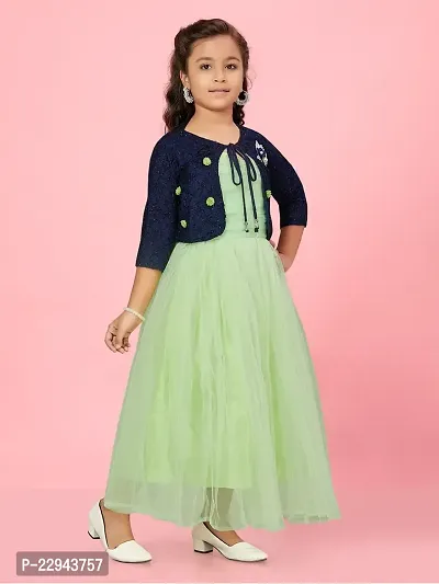 Classic Net Solid Dresses for Kids Girls