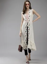 Aarika Womens Cream-Maroon Color Cotton Embroidery Shrug-thumb4