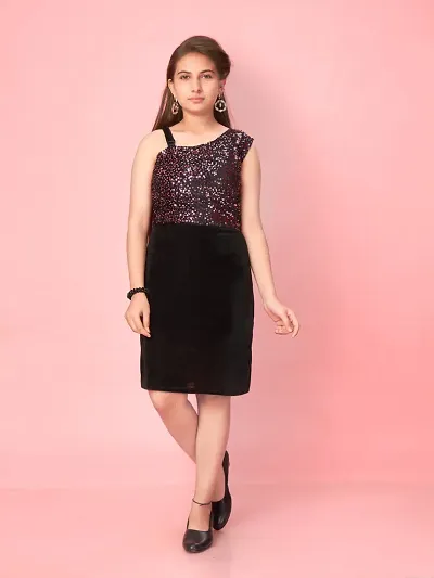 Partywear Sequenced Velvet Dress for Girls