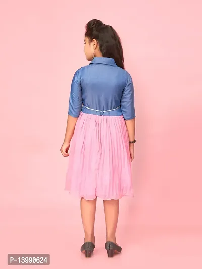 Aarika Girls Pink Colour Cotton Blend Solid Dress-thumb2