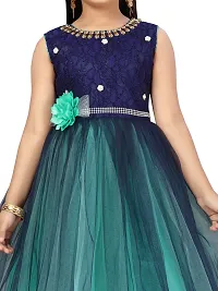 Fabulous Green Polyester Solid A-Line Dress For Girls-thumb4