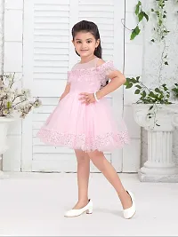 Aarika Girls Party Wear Pink Colour Sequin Net Frock-thumb2