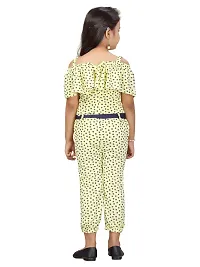 Fabulous Yellow Cotton Blend Printed Basic Jumpsuit For Girls-thumb3