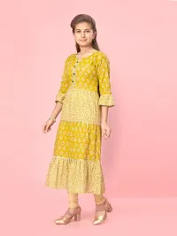 Aarika Girls Yellow Color Cotton Floral Kurti-thumb1