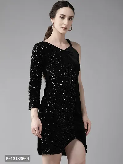 Aarika Womens Black Color Velvet Dress-thumb4
