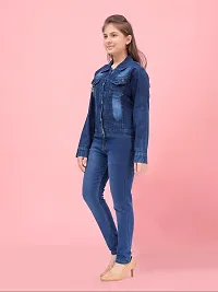 Aarika Girls Navy Blue Color Denim Solid Denim Jacket-thumb1