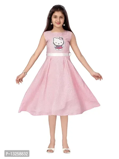 Aarika Girls Pink Color Self Design Dress