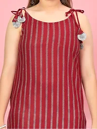 Aarika Girls Maroon Colour Stripe Rayon Kurti Pant Set-thumb4