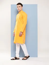 Aarika Mens Ethnic Wear Mustard Colour Solid Cotton Kurta-thumb2