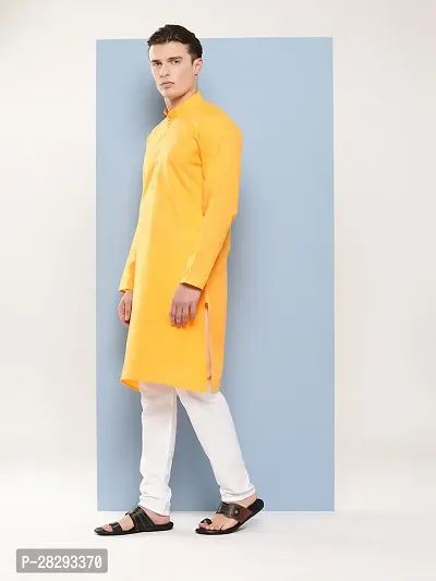 Aarika Mens Ethnic Wear Mustard Colour Solid Cotton Kurta-thumb3