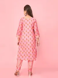 Aarika Girls Pink Colour Cotton Printed Kurti Pant Set-thumb3