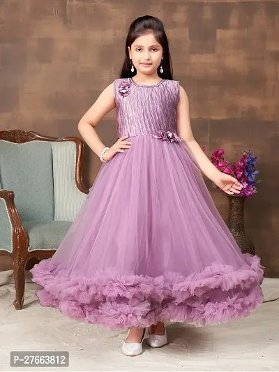 Aarika Girls Party Wear Purple Colour Emballished Beads Net Gown