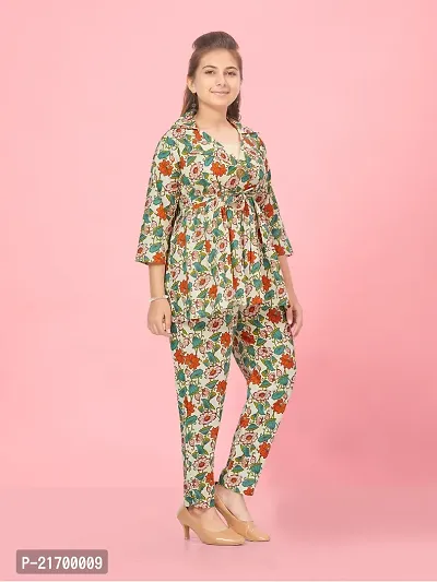 Aarika Girls Multi Colour Floral Print Cotton Co-ord Set-thumb5