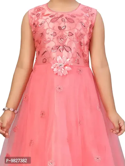 Fabulous Red Net Embellished A-Line Dress For Girls-thumb5