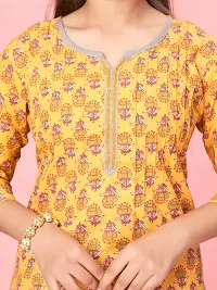 Aarika Girls Yellow-Grey Colour Cotton Printed Kurti Skirt Set-thumb4