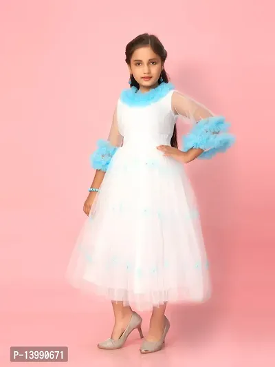 Aarika Girls White Colour Net Self Design Gown-thumb2