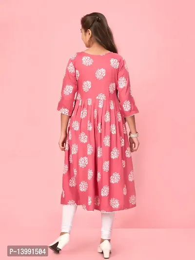 Aarika Girls Pink Color Cotton Embroidery Kurti-thumb4
