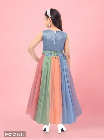Aarika Girls Multi Colour Net Solid Gown-thumb4