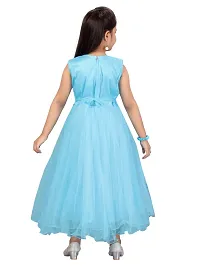 Fabulous Turquoise Net Embellished A-Line Dress For Girls-thumb3