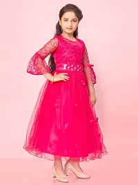 Aarika Girls Rani Colour Nylon Self Design Gown-thumb1