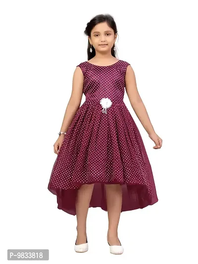 Fabulous Purple Cotton Blend Printed Frocks For Girls