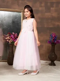 Aarika Girls Party Wear Pink Colour Solid Net Gown-thumb1