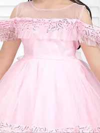 Aarika Girls Party Wear Pink Colour Sequin Net Frock-thumb4
