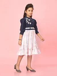 Aarika Girls Pink-Navy Blue Colour Georgette Embroidery Frock-thumb1