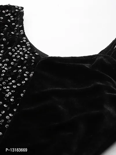 Aarika Womens Black Color Velvet Dress-thumb2